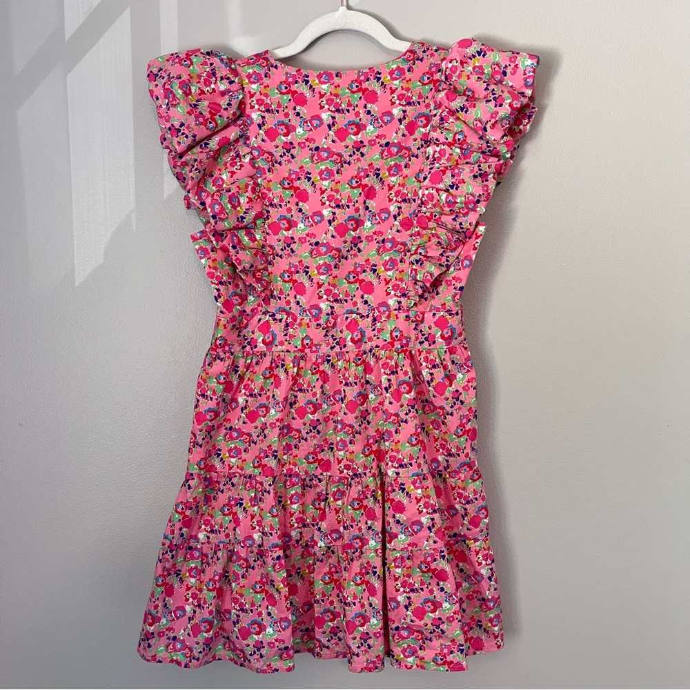 Crosby by Mollie Burch Holcomb Tiered Ruffle Mini Dress Bougainvillea Floral XXS - Picture 8 of 10